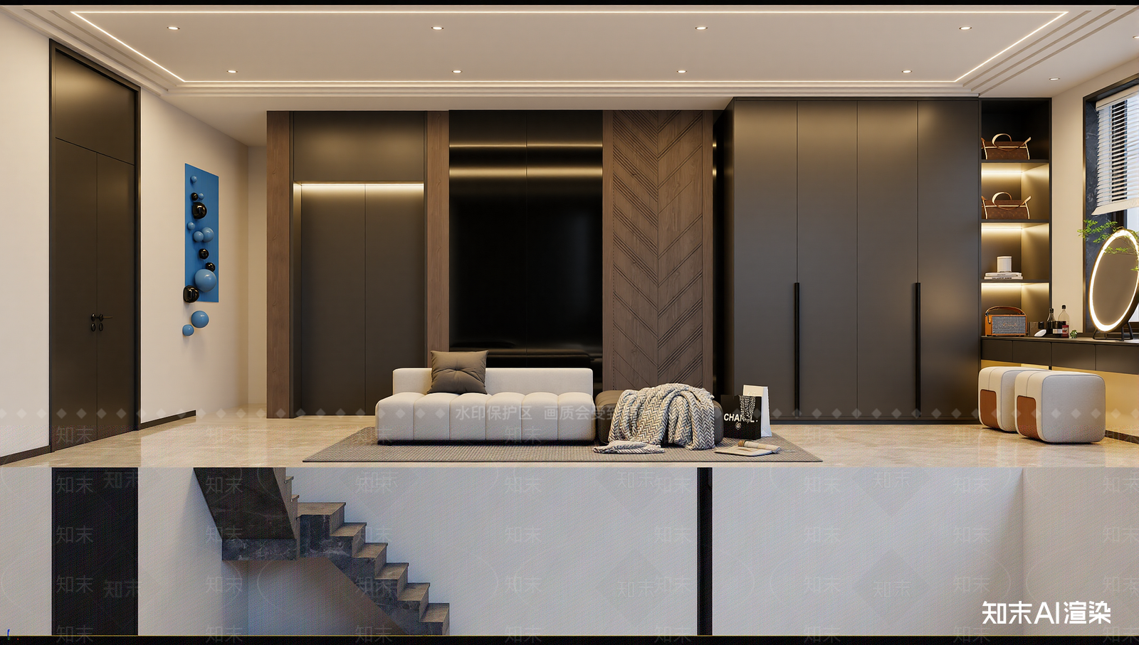 现代挑空客厅3D模型下载【ID:1221639913】
