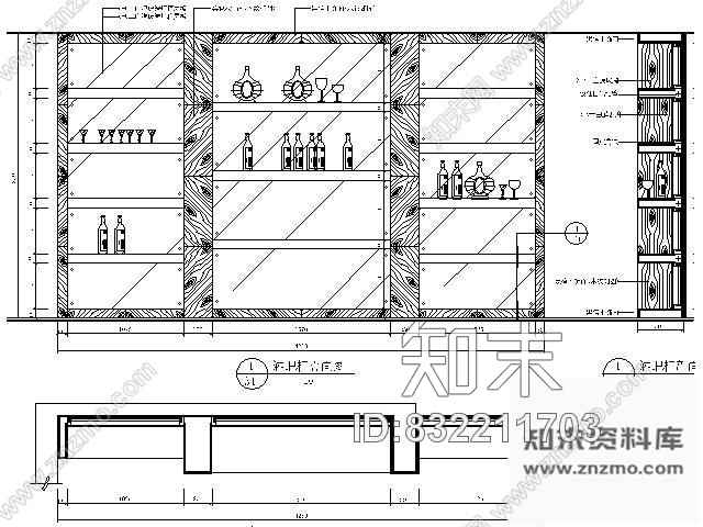 图块/节点时尚房酒吧柜详图施工图下载【ID:832211703】