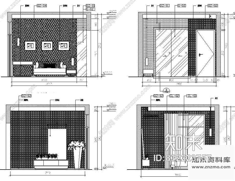 图块/节点样板房主卧立面图cad施工图下载【ID:832223757】