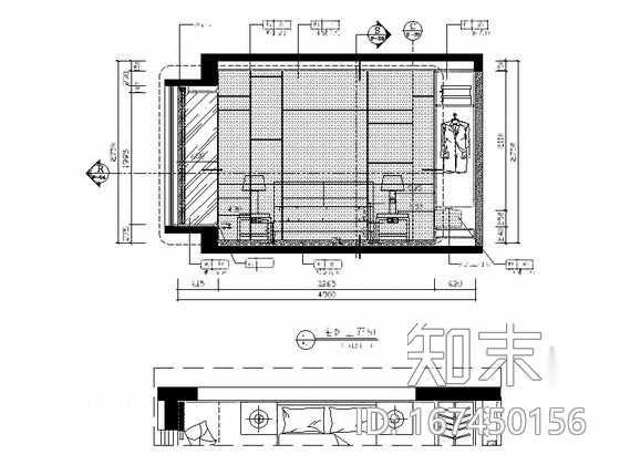 [西安]新行政中心现代三居室装修图（含效果）cad施工图下载【ID:167450156】