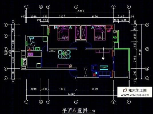 2室2厅施工图cad施工图下载【ID:36938861】