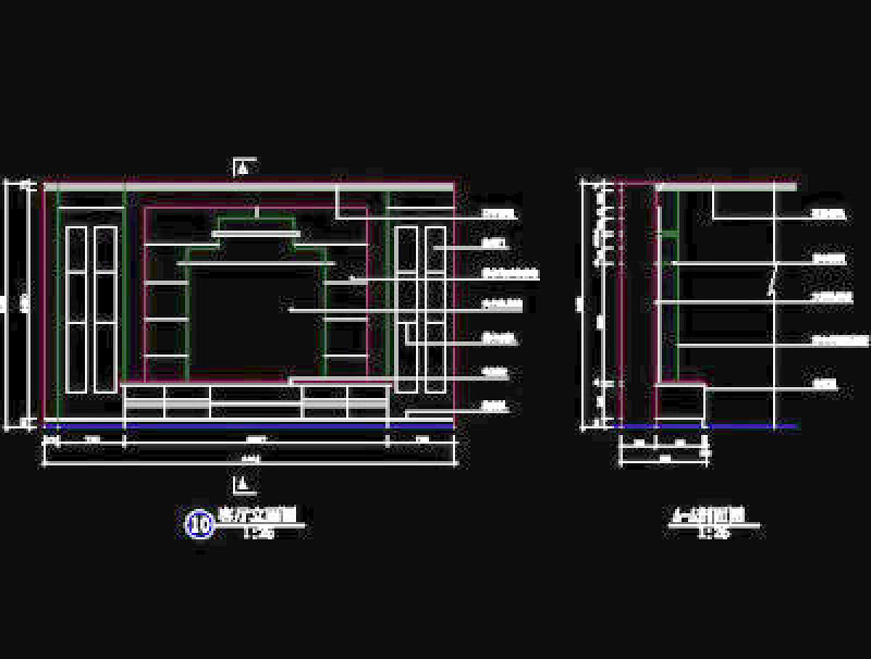 电视背景墙cad设计施工图施工图下载【ID:149748132】