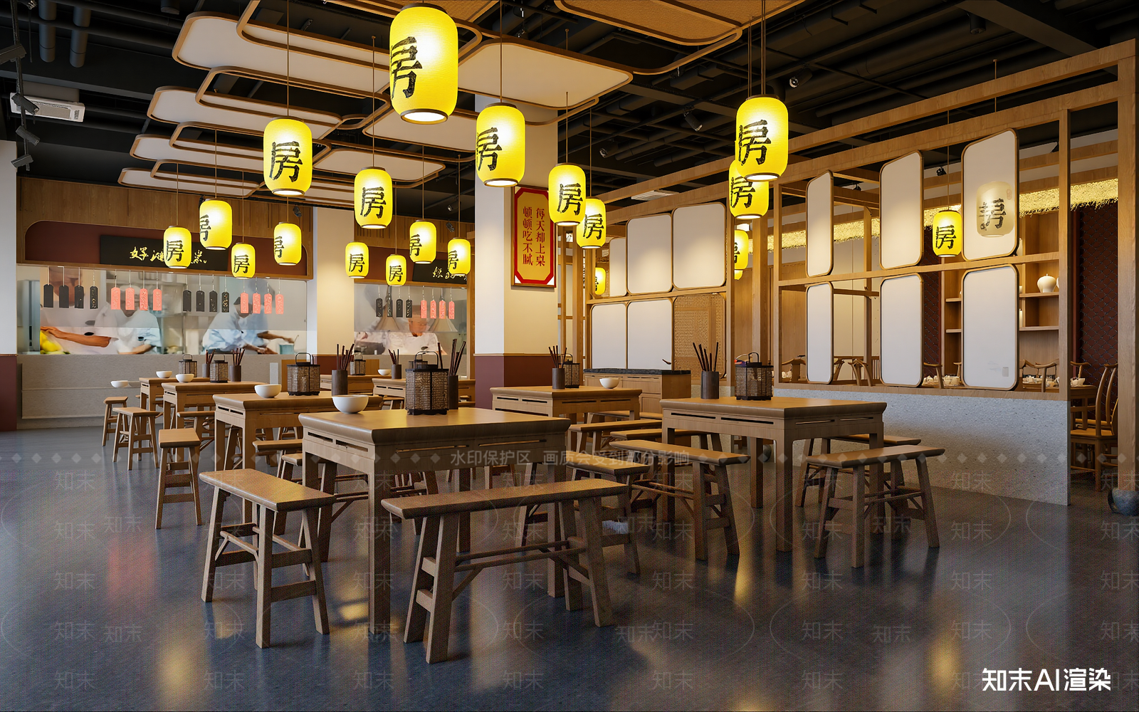 新中式火锅店3D模型下载【ID:1214023480】