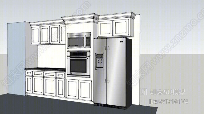 定制设计橱柜厨房墙SU模型下载【ID:531710174】