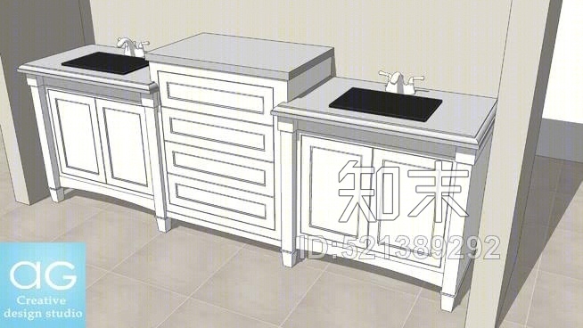 传统双面浴柜SU模型下载【ID:521389292】