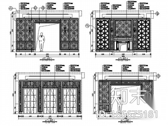 精品中式韵味三层别墅样板房室内设计装修施工图cad施工图下载【ID:166675181】