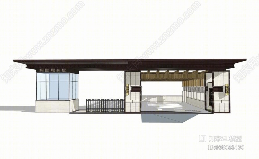 新亚洲入口大门车库入口SU模型下载【ID:935053130】