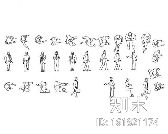 CAD动态人物图块集cad施工图下载【ID:161821174】