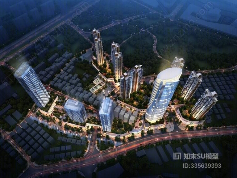 现代高层办公楼SU模型下载【ID:335639393】