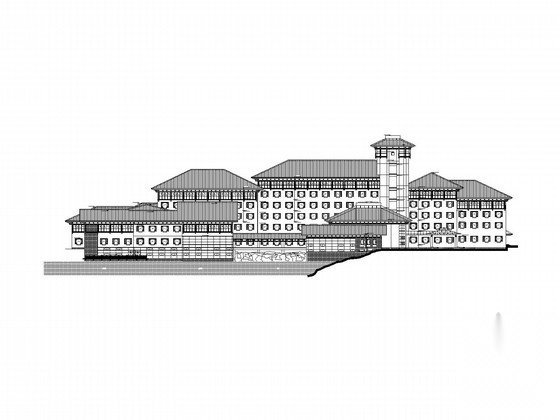 [江西]四层新中式风格宾馆建筑施工图cad施工图下载【ID:167241154】