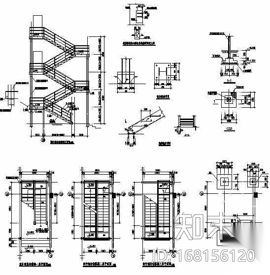 室外钢楼梯施工图下载【ID:168156120】