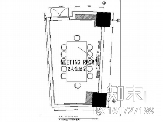 酒店12人小会议室装修图cad施工图下载【ID:161727199】