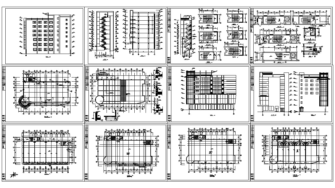 5套现代风多高层办公楼设计施工图CAD施工图下载【ID:166815119】