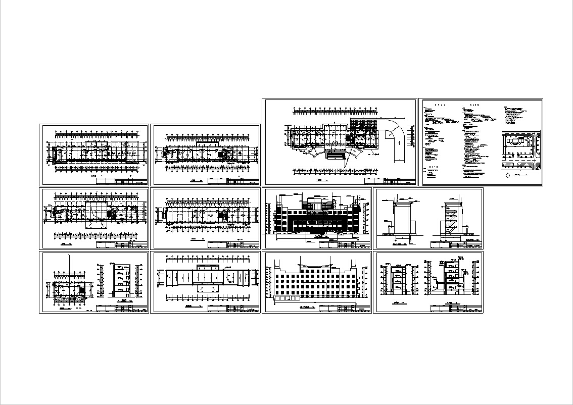 5套现代风多高层办公楼设计施工图CADcad施工图下载【ID:149934184】