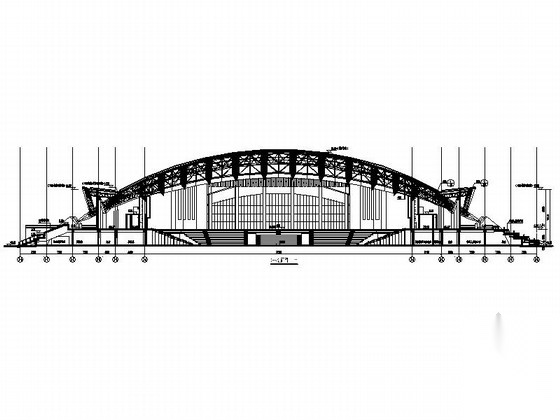 [河北]三层框架结构拱形体育馆建筑施工图cad施工图下载【ID:165615165】