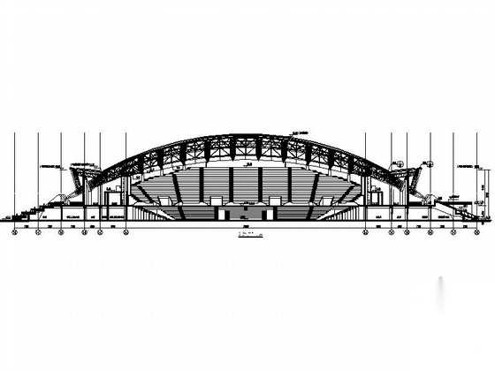 [河北]三层框架结构拱形体育馆建筑施工图cad施工图下载【ID:165615165】