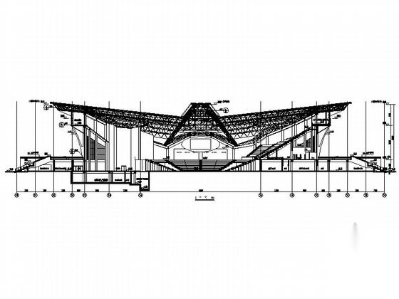 [河北]三层框架结构拱形体育馆建筑施工图cad施工图下载【ID:165615165】