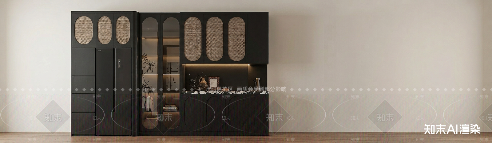 黑藤编餐边吧台柜餐边柜3D模型下载【ID:1227452040】