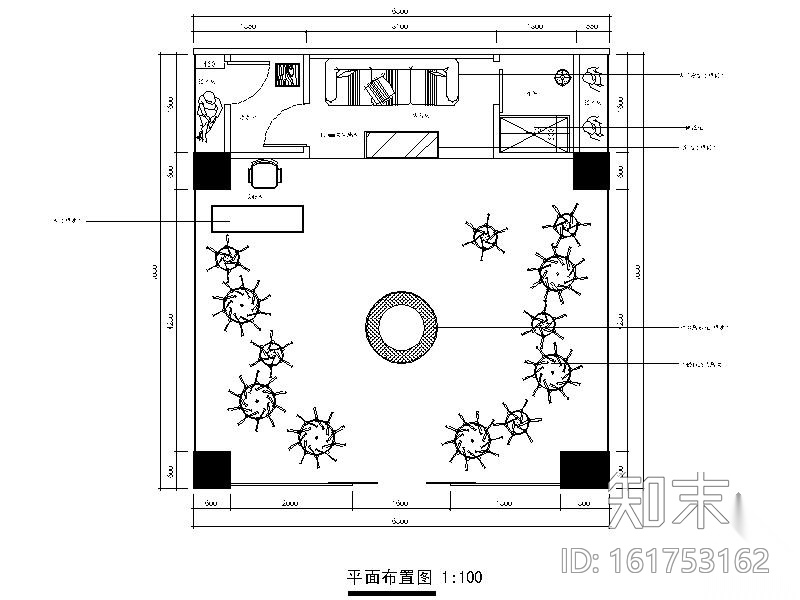 48㎡某服装专卖店装修施工图cad施工图下载【ID:161753162】