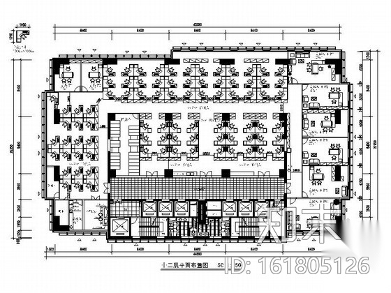 [深圳]综合性电信运营企业办公大厦楼层装修施工图（含电...cad施工图下载【ID:161805126】