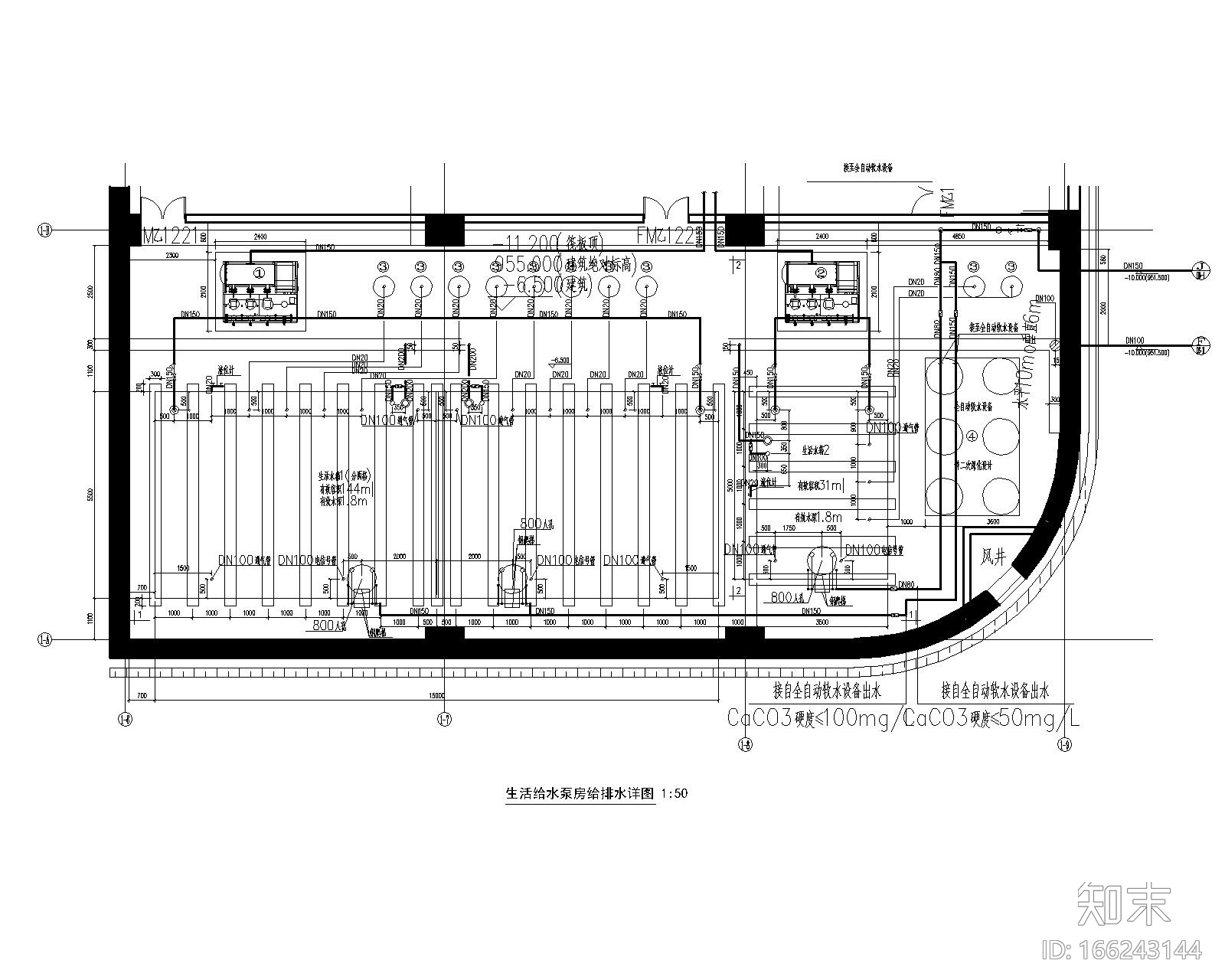 [节点大样图]生活水泵房给排水cad施工图下载【ID:166243144】