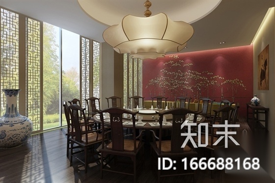[上海]全球连锁酒店中餐厅包间装修施工图（含效果）cad施工图下载【ID:166688168】
