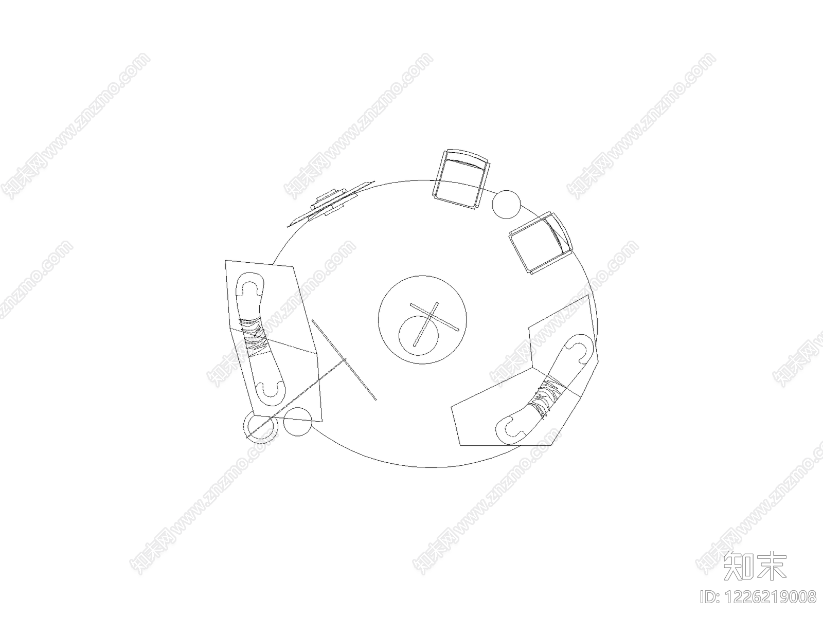 正反沙发组合cad施工图下载【ID:1226219008】
