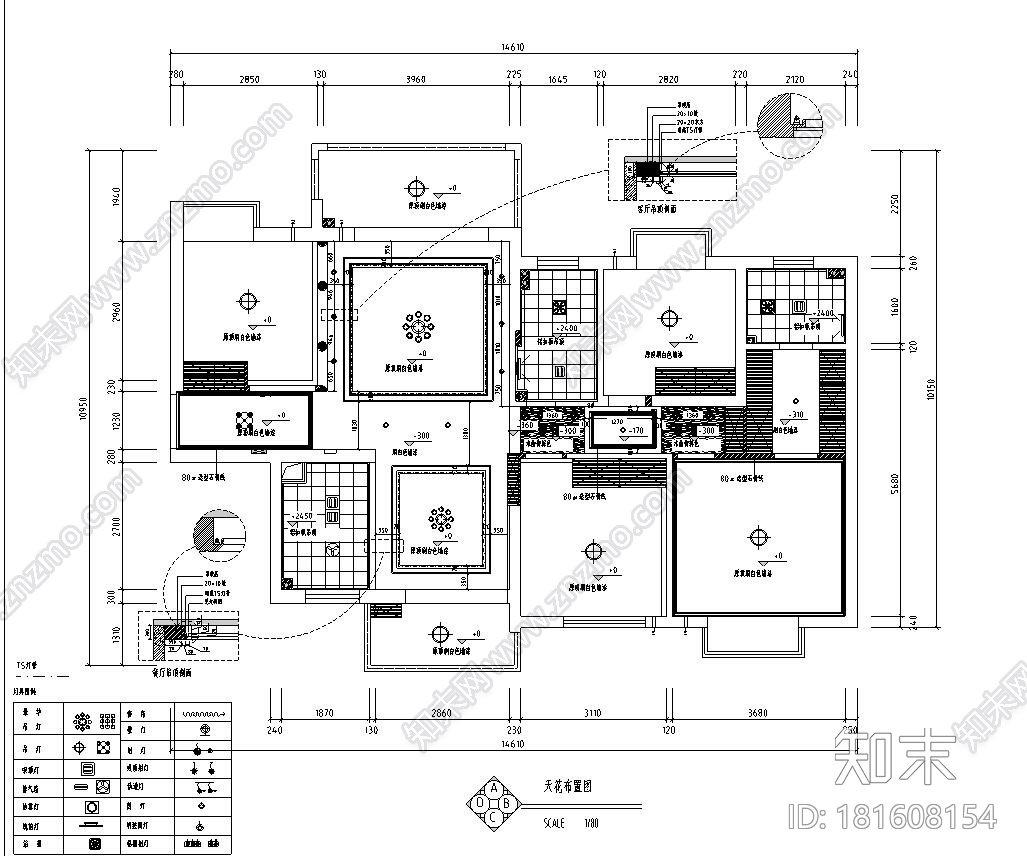 [上海]上海城4房附全套施工图设计+效果图cad施工图下载【ID:181608154】