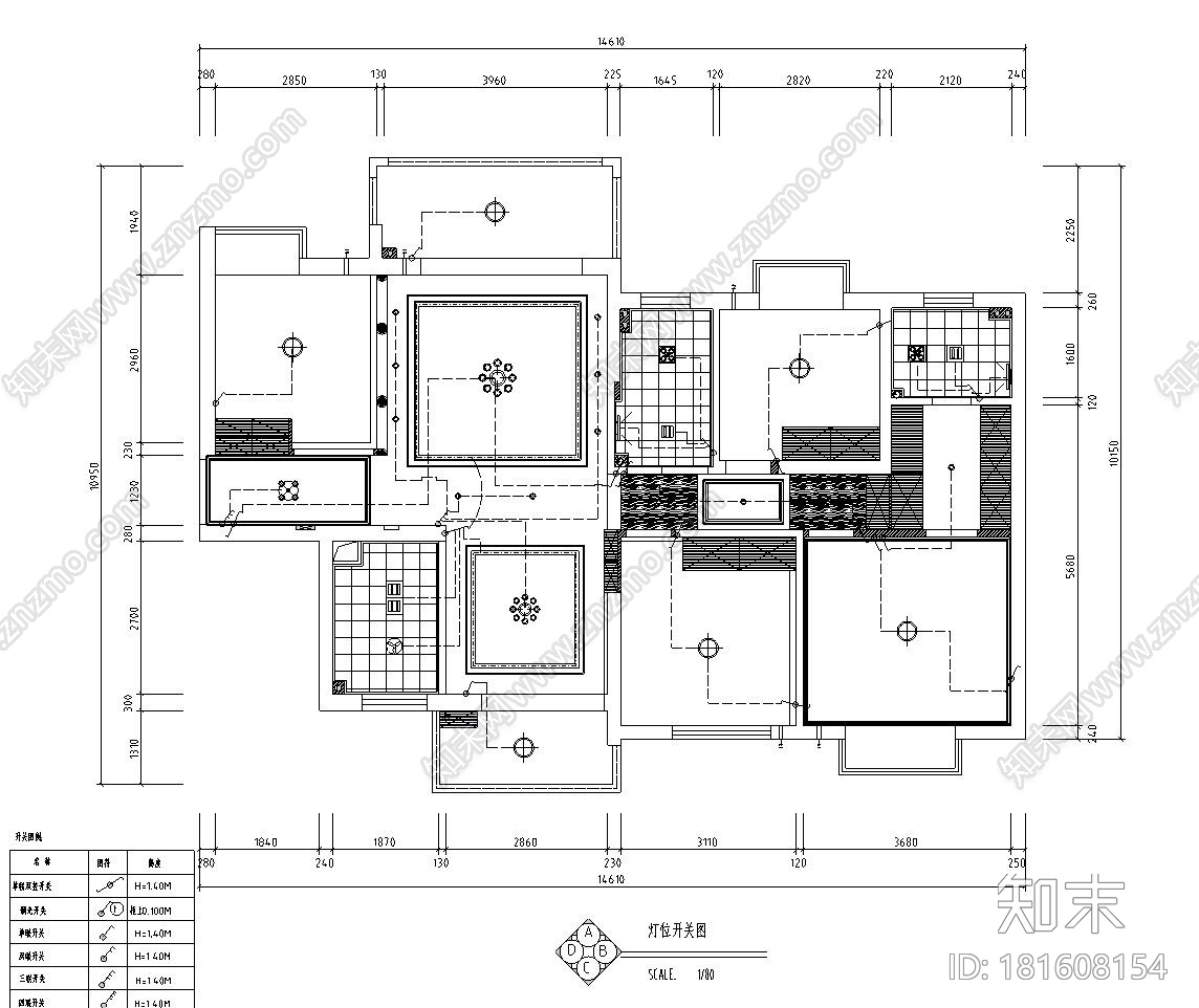 [上海]上海城4房附全套施工图设计+效果图cad施工图下载【ID:181608154】