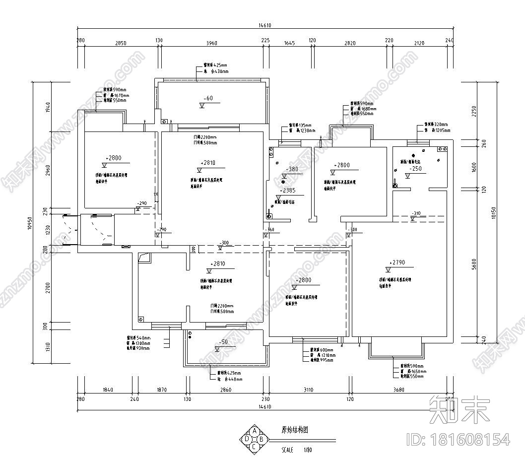 [上海]上海城4房附全套施工图设计+效果图cad施工图下载【ID:181608154】