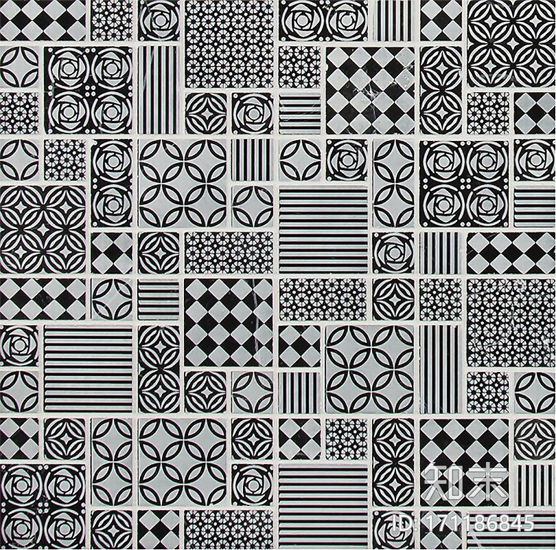 黑白不规则花砖贴图下载【ID:171186845】