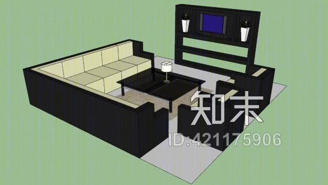 现代客厅套装SU模型下载【ID:421175906】
