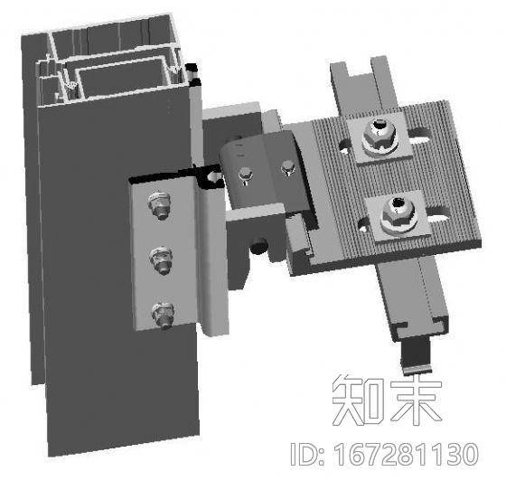 某单元幕墙底座三维节点图施工图下载【ID:167281130】