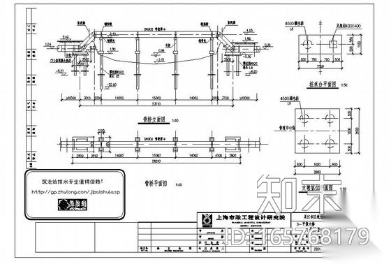 上海某给水管网给水管桥设计图cad施工图下载【ID:165768179】