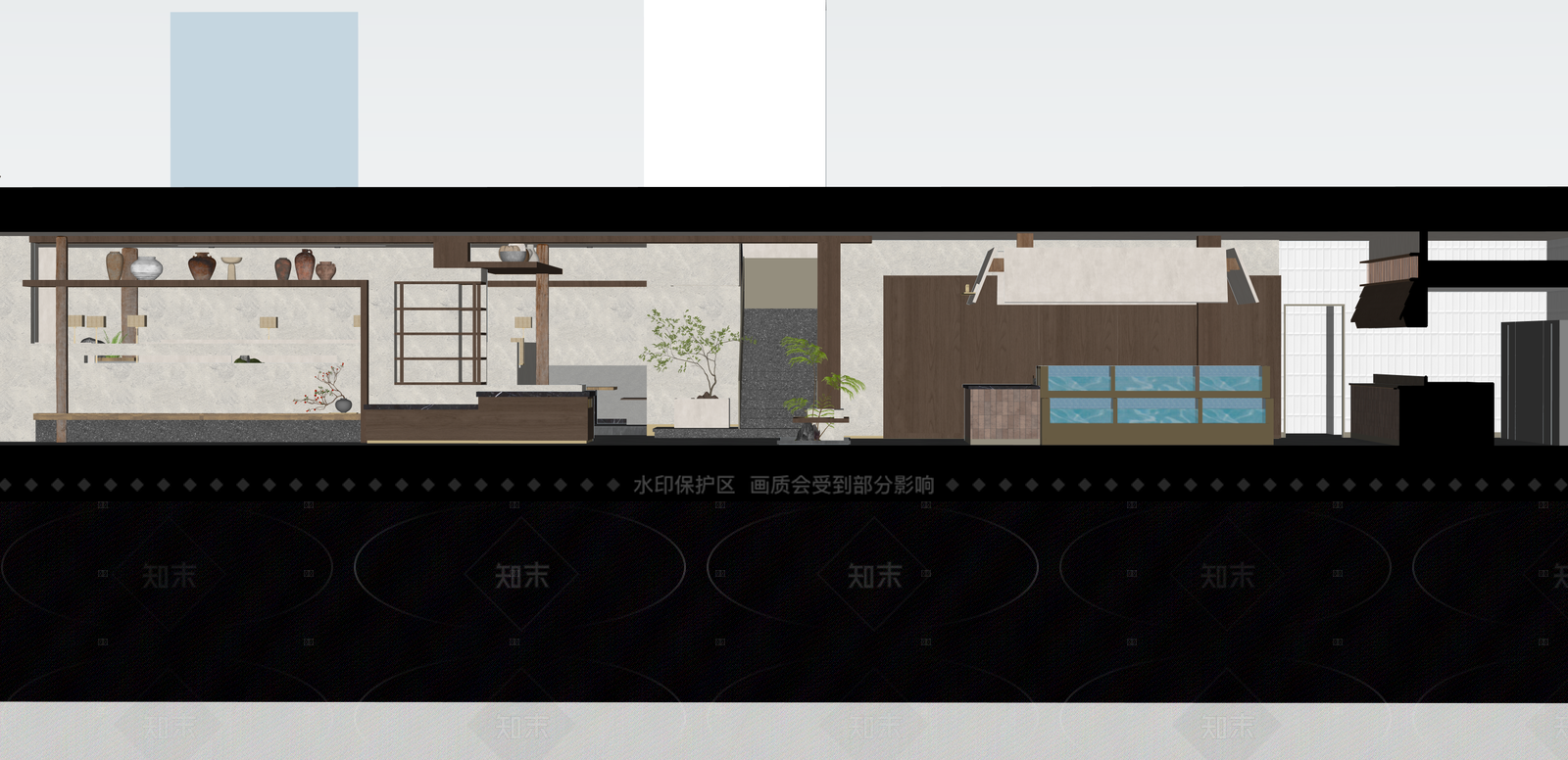 侘寂酒店大堂SU模型下载【ID:1215206423】