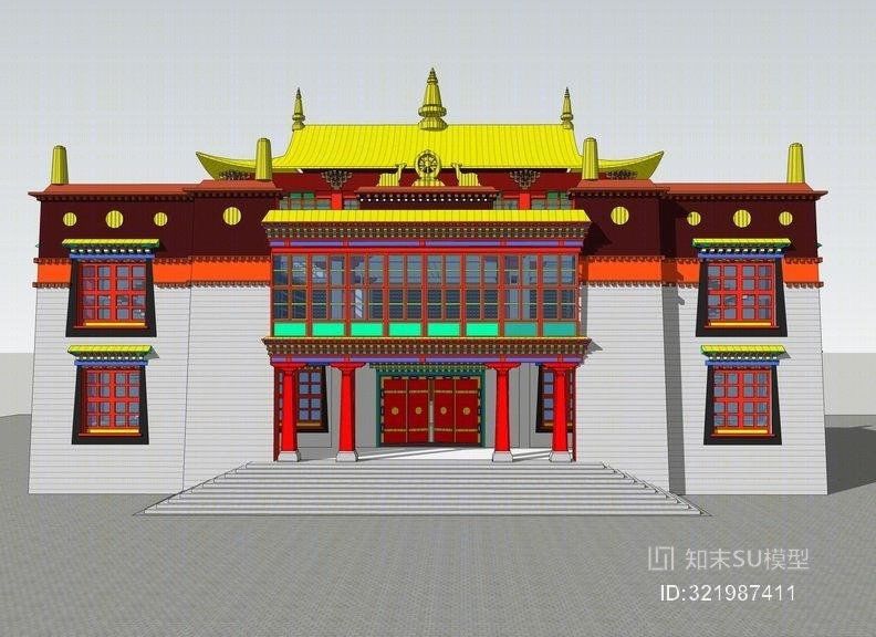 藏式经堂SU模型下载【ID:321987411】