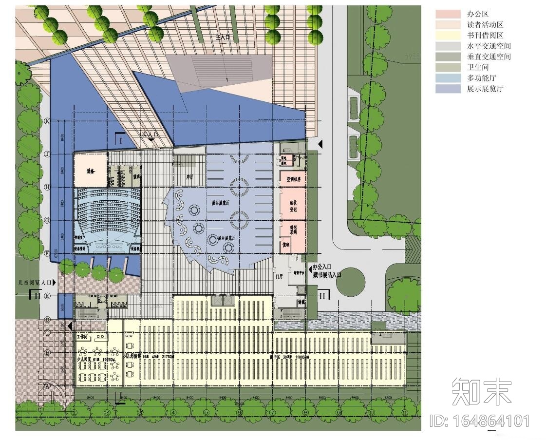 [上海]奉贤绿色科技图书馆建筑方案图cad施工图下载【ID:164864101】