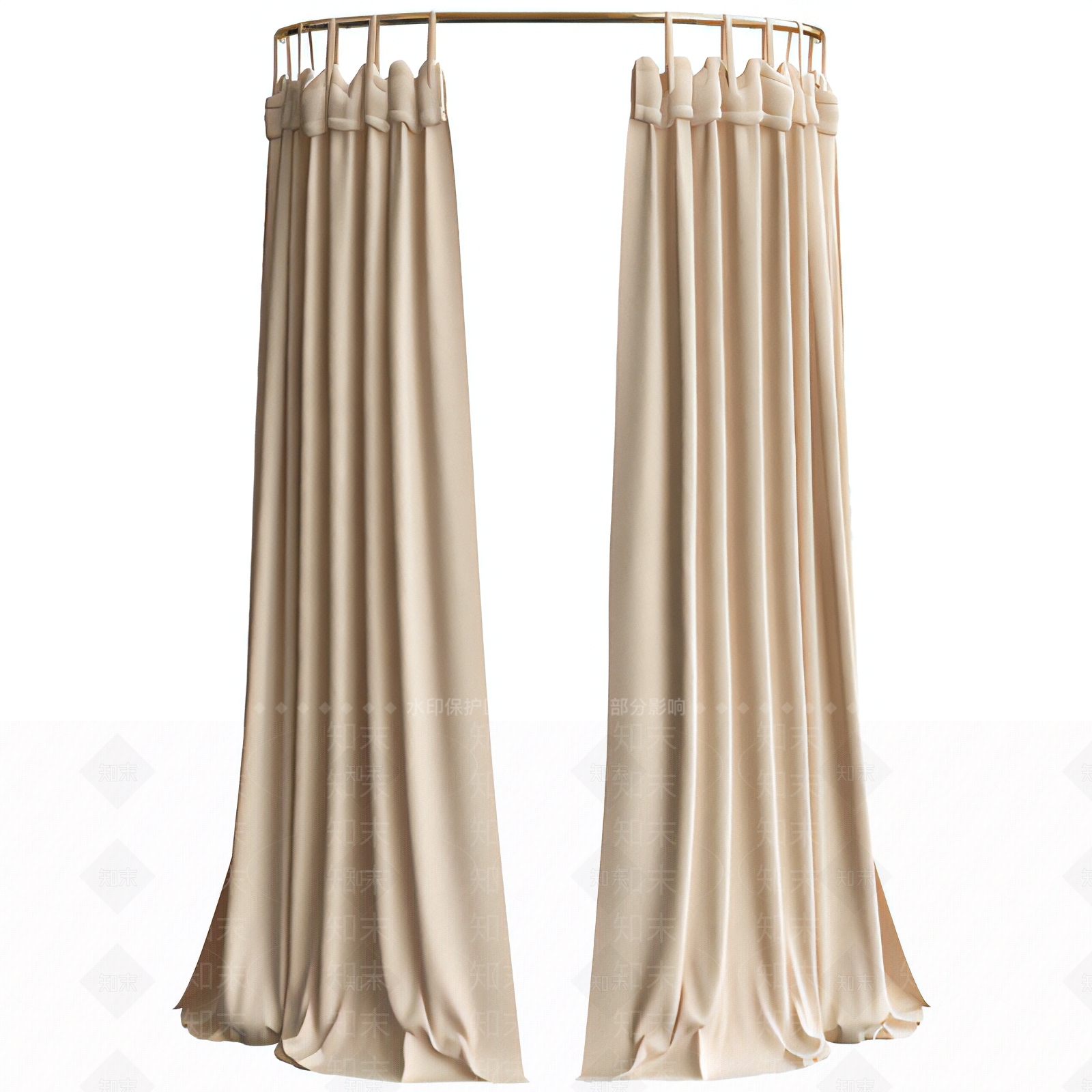 现代浅杏色布艺试衣间拉帘3D模型下载【ID:1115631227】
