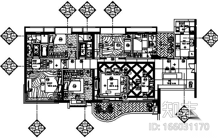 梁志天——珠海东方三套不同户型样板间施工图设计cad施工图下载【ID:166031170】