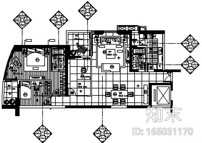 梁志天——珠海东方三套不同户型样板间施工图设计cad施工图下载【ID:166031170】