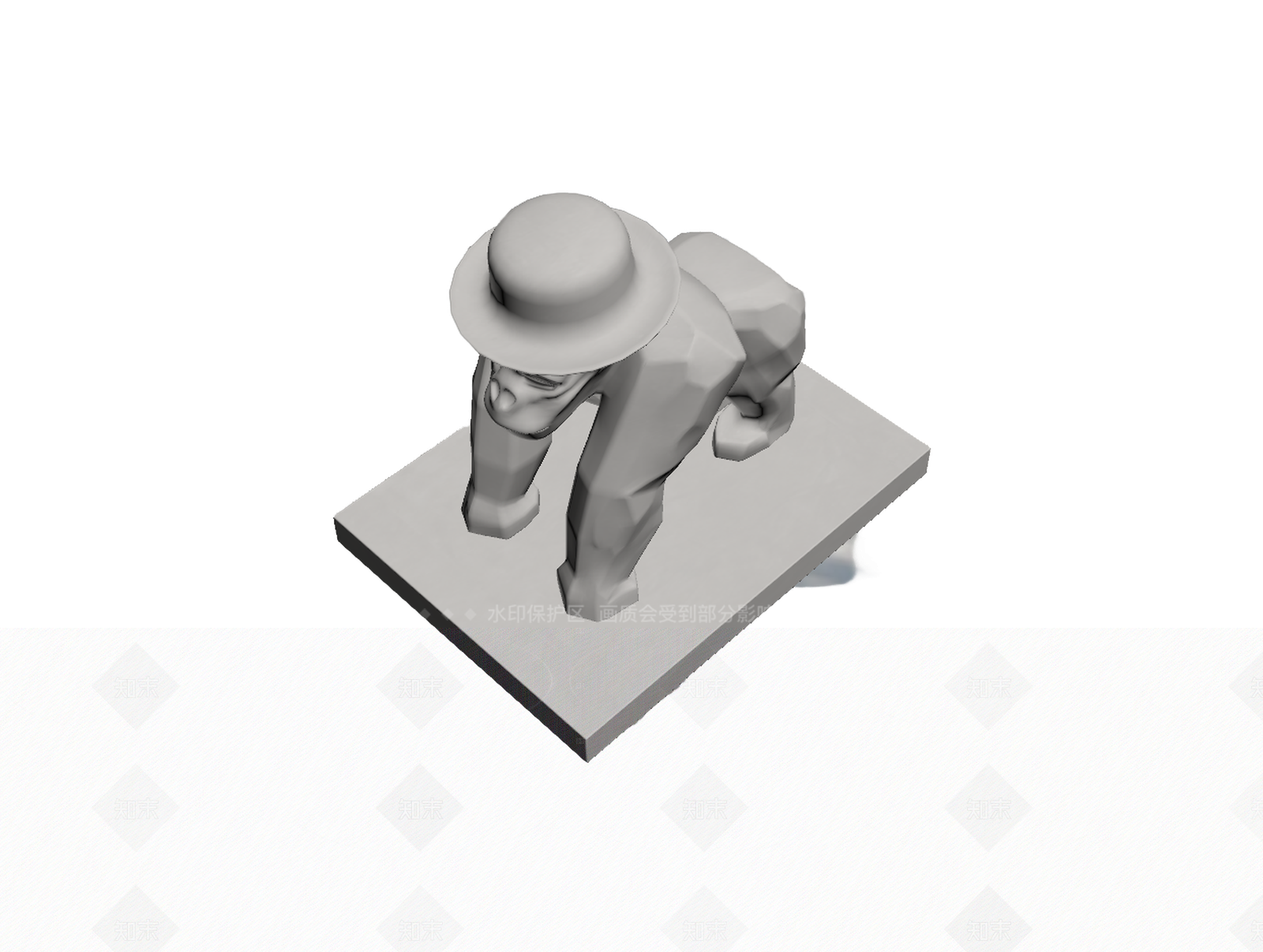 戴帽猴子雕塑3D模型下载【ID:1206182999】