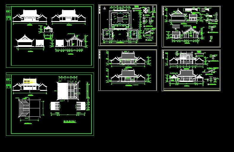 仿古建筑设计古风茶室建筑施工图cad施工图下载【ID:160733192】