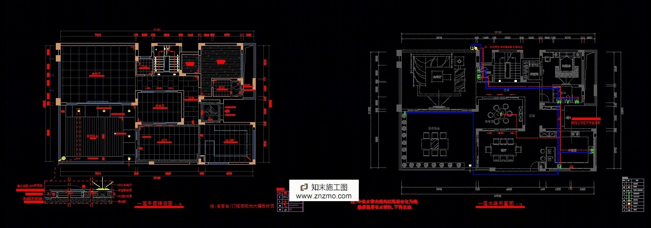 东易日盛装饰集团承接上海浦东新区某豪宅别墅装修施工图cad施工图下载【ID:36891764】