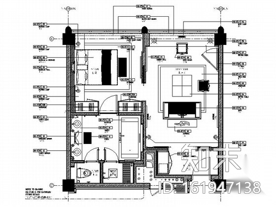 [北京]豪华文化五星级艺术酒店客房装修图（含方案）cad施工图下载【ID:161947138】