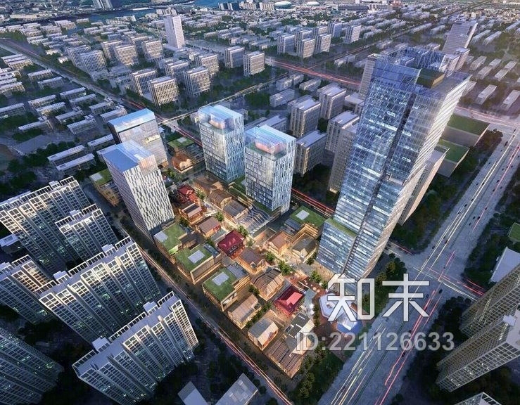 现代商业街+现代办公楼SU模型下载【ID:221126633】