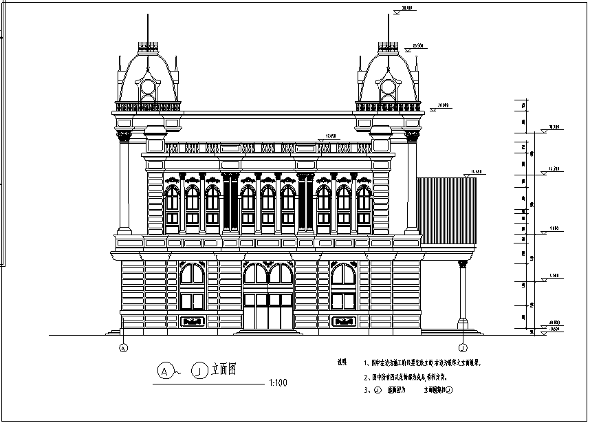 3层欧式酒店建筑设计方案CAD施工图cad施工图下载【ID:151523199】