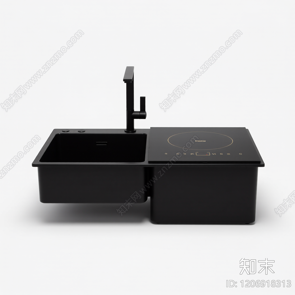 黑色一体式水槽3D模型下载【ID:1206918313】