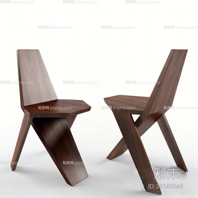 现代原木色木艺休闲椅3D模型下载【ID:20190245】