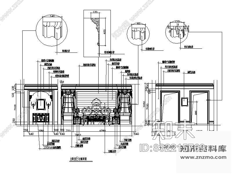 图块/节点欧式别墅主卧立面图cad施工图下载【ID:832215769】