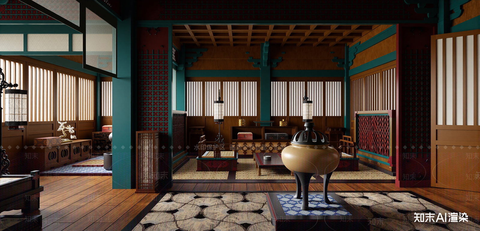 中式家居卧室SU模型下载【ID:1215940422】